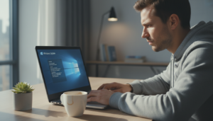 windows update error message on laptop screen