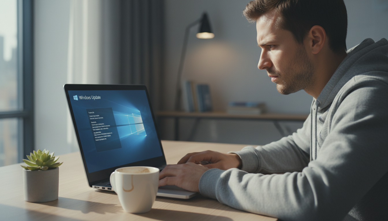 windows update error message on laptop screen